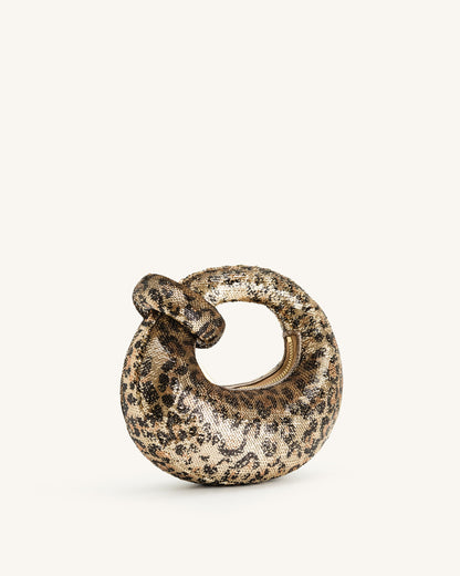 Jw Pei Abacus Metallic Sequin Mini Top Handle Bag Leopard Print