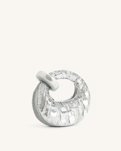 Jw Pei Abacus Metallic Sequin Mini Top Handle Bag Silver