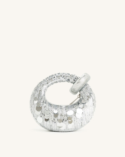 Jw Pei Abacus Metallic Sequin Mini Top Handle Bag Silver