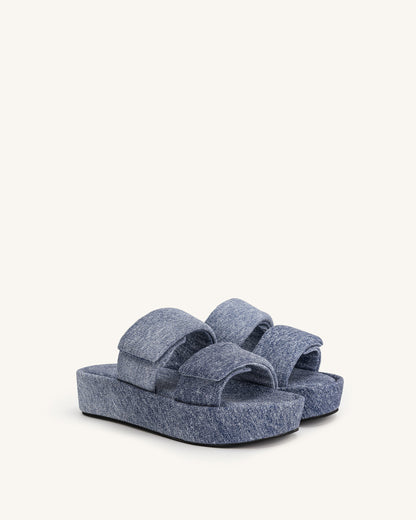 Jw Pei Lexi Denim Embossed Sandal Blue