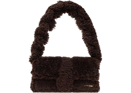 jacquemus le bambidou fur shoulder bag dark brown