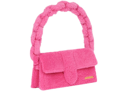 jacquemus le bambidou shearling flap bag pink