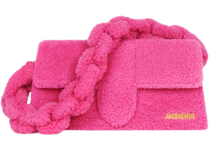 jacquemus le bambidou shearling flap bag pink