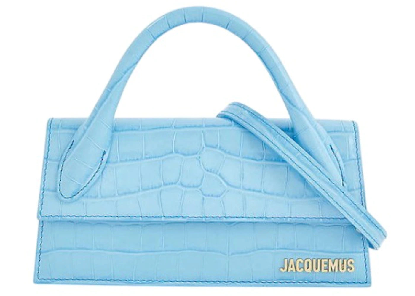 Jacquemus Le Chiquito Long Croc Embossed Light Blue