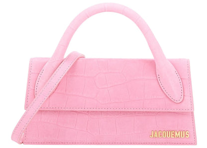 jacquemus le chiquito long croc embossed pink