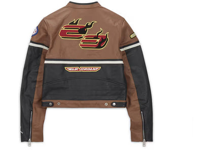 jordan x travis scott cactus jack women's leather jacket archaeo brown