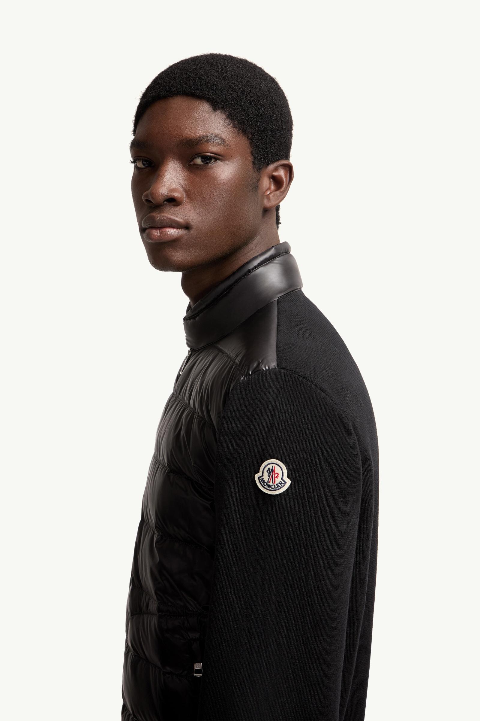 Moncler Padded Wool Zip-Up Cardigan Black Black