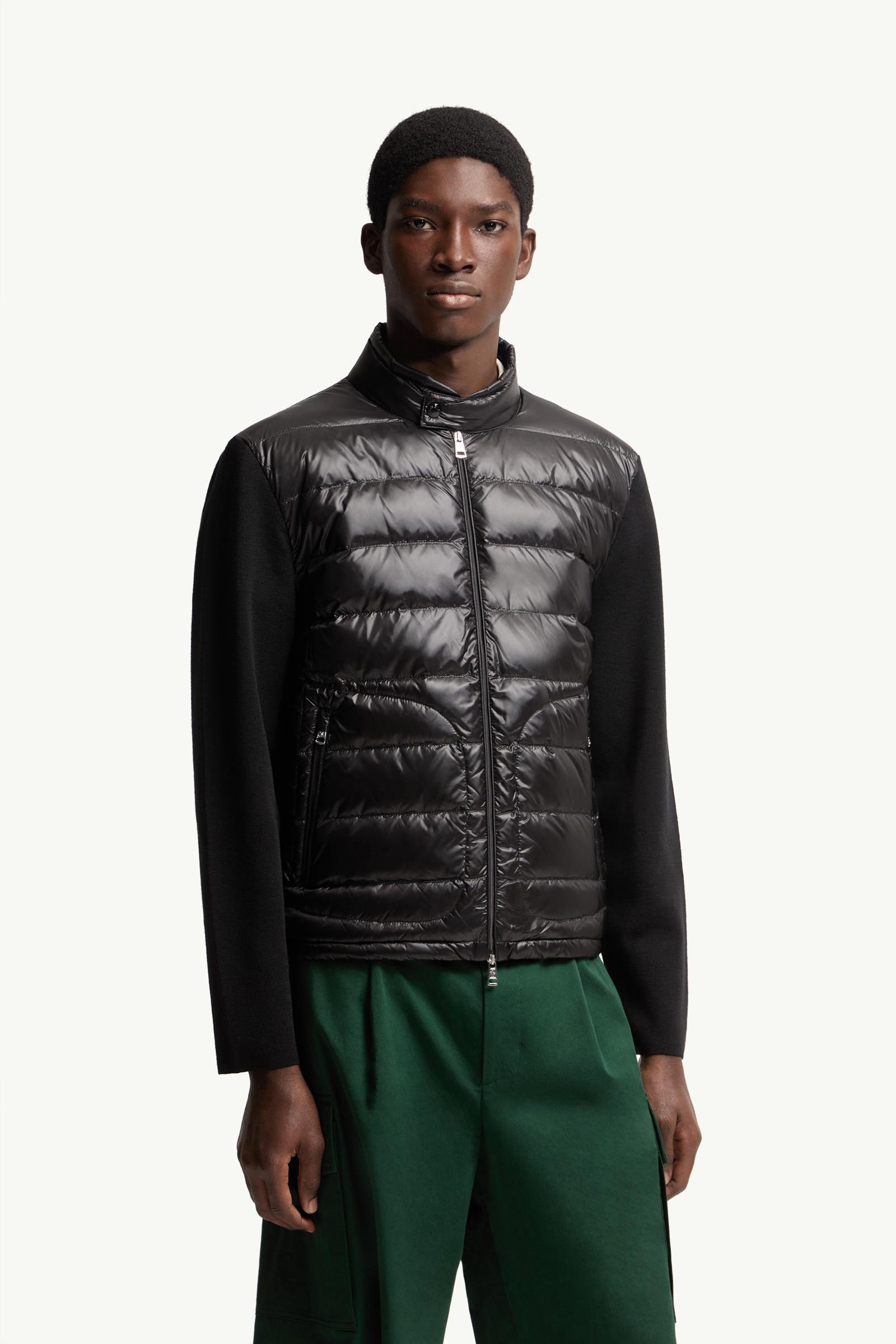 Moncler Padded Wool Zip-Up Cardigan Black Black