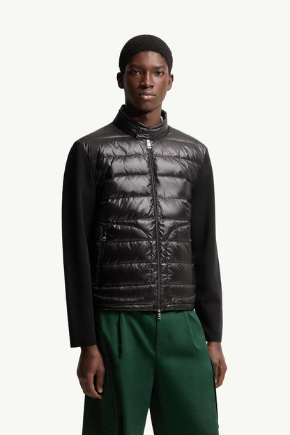 Moncler Padded Wool Zip-Up Cardigan Black Black