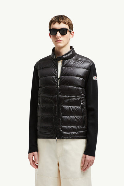 Moncler Padded Wool Zip-Up Cardigan Black Black