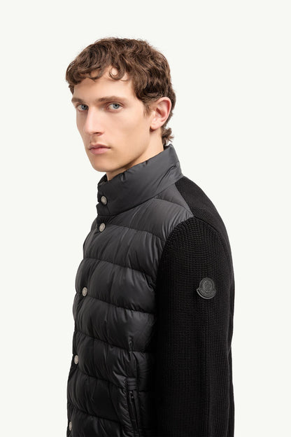 Moncler Padded Cotton Zip-Up Cardigan Black Black