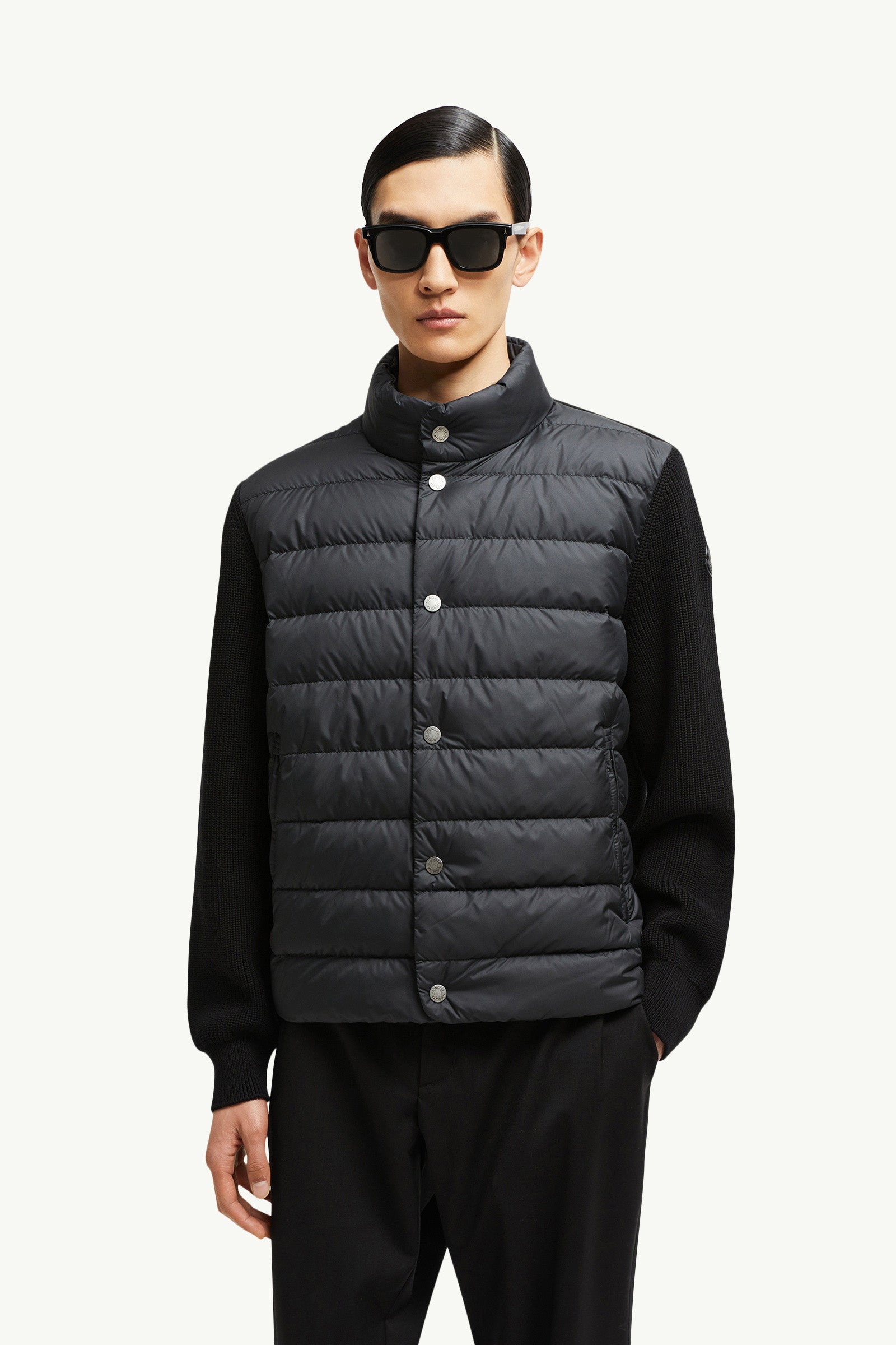 Moncler Padded Cotton Zip-Up Cardigan Black Black