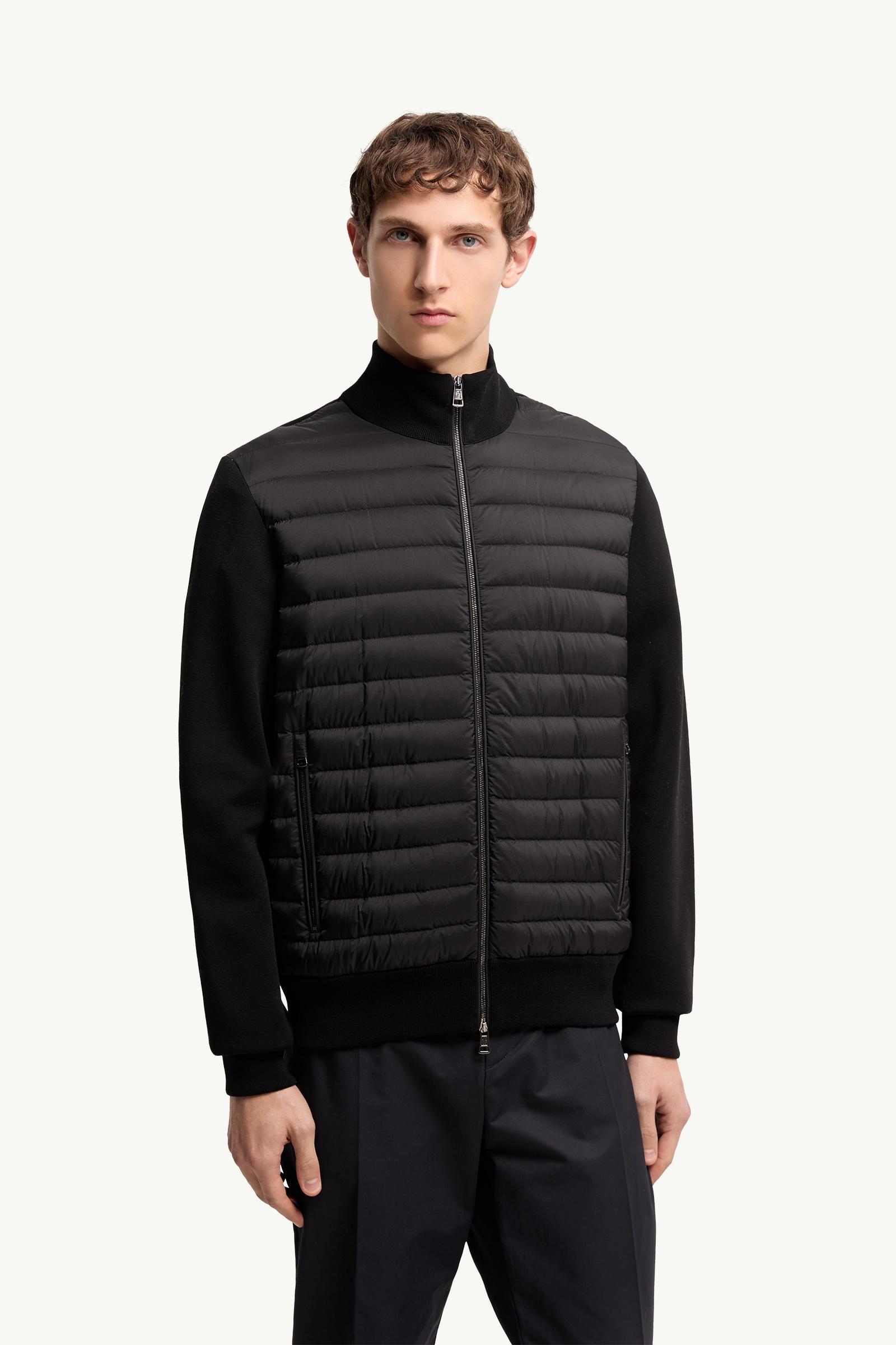 Moncler Padded Crêpe Cotton Zip-Up Cardigan Black Black