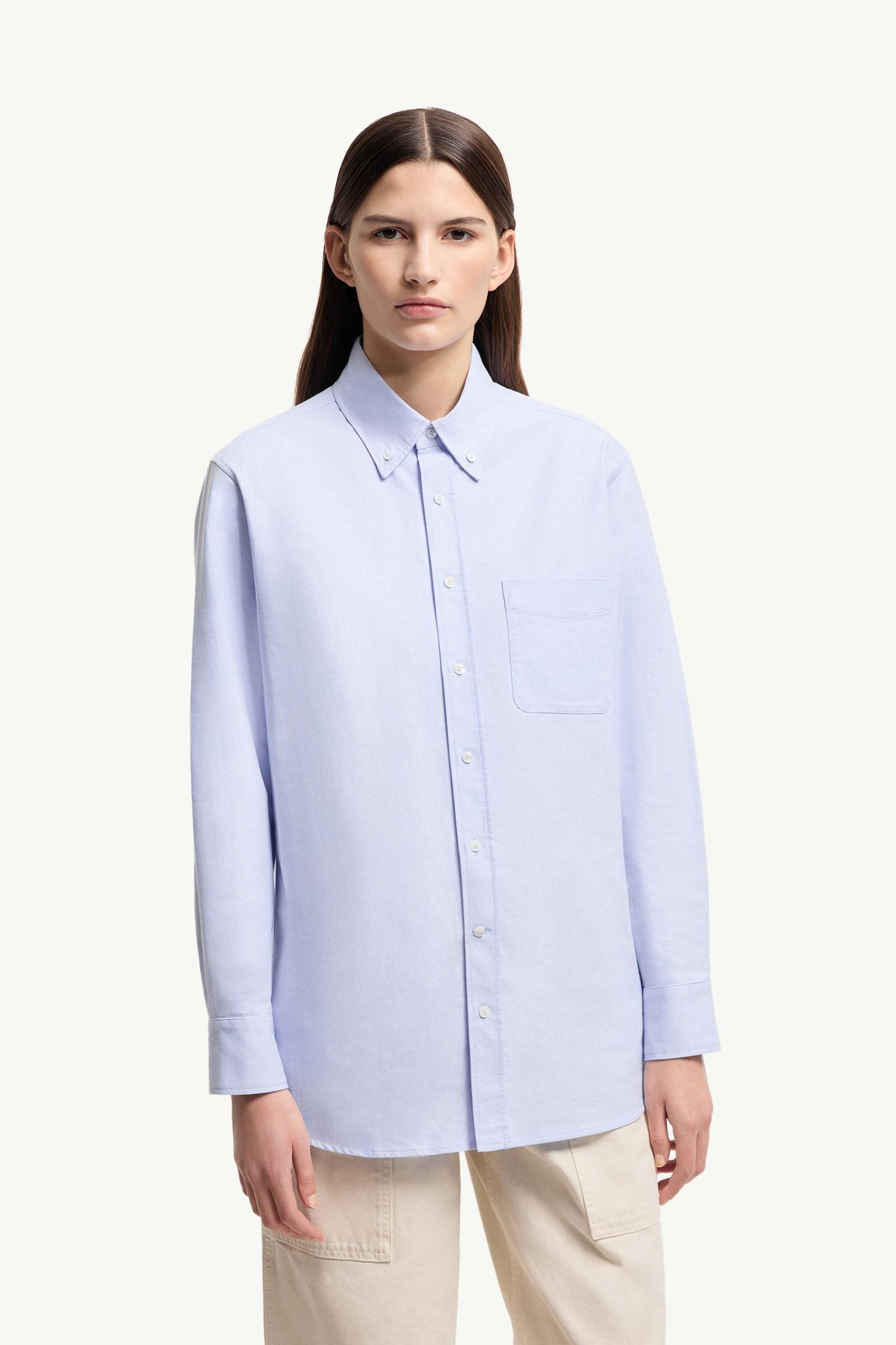 Moncler Long Sleeve Oxford Cotton Shirt Light Blue Light Blue