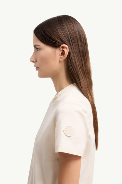 Moncler Crochet Accent Cotton T-Shirt White White