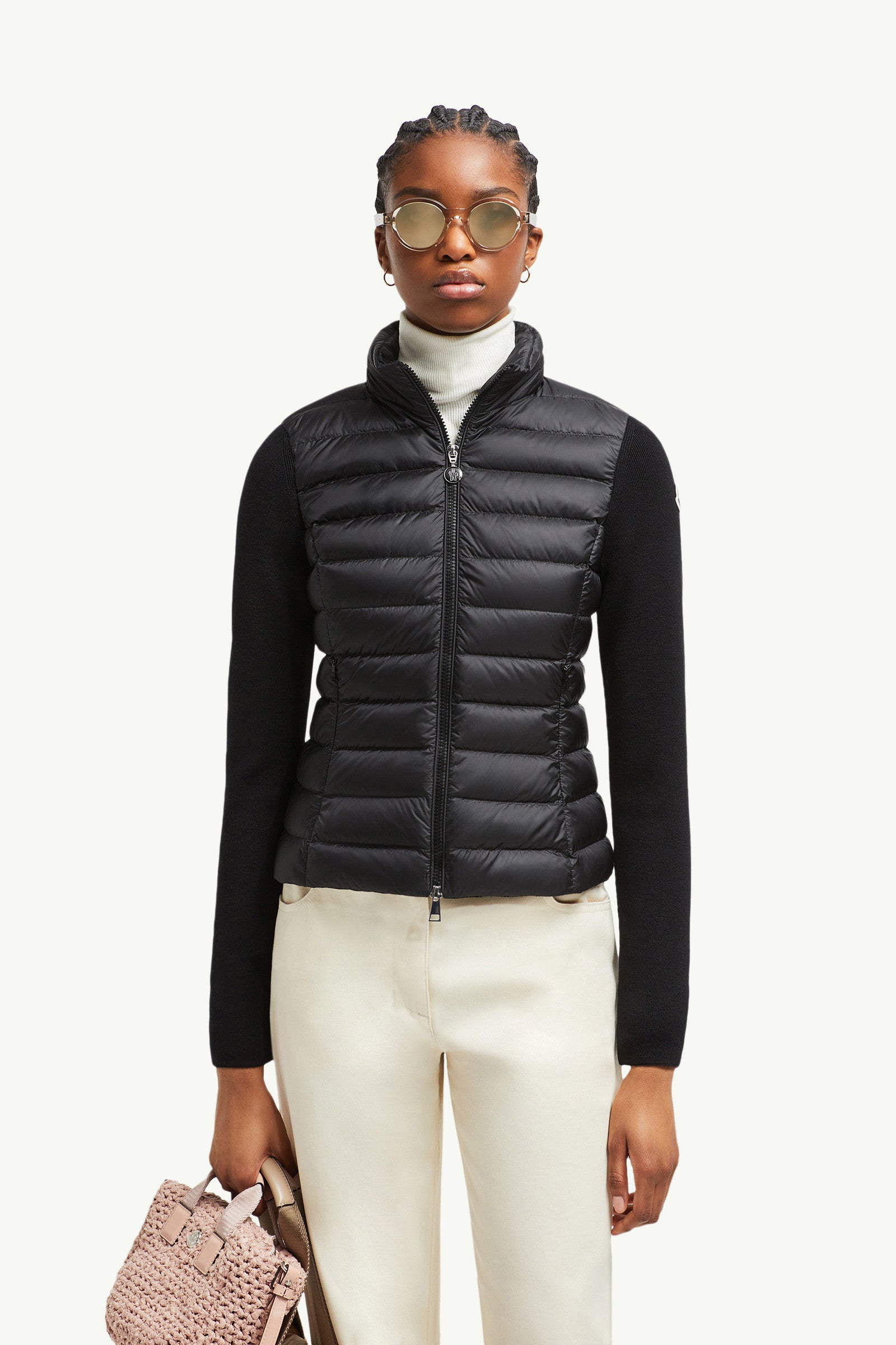 Moncler Padded Wool Zip-Up Cardigan Black Black