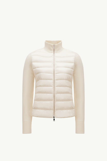 Moncler Padded Wool Zip-Up Cardigan White White