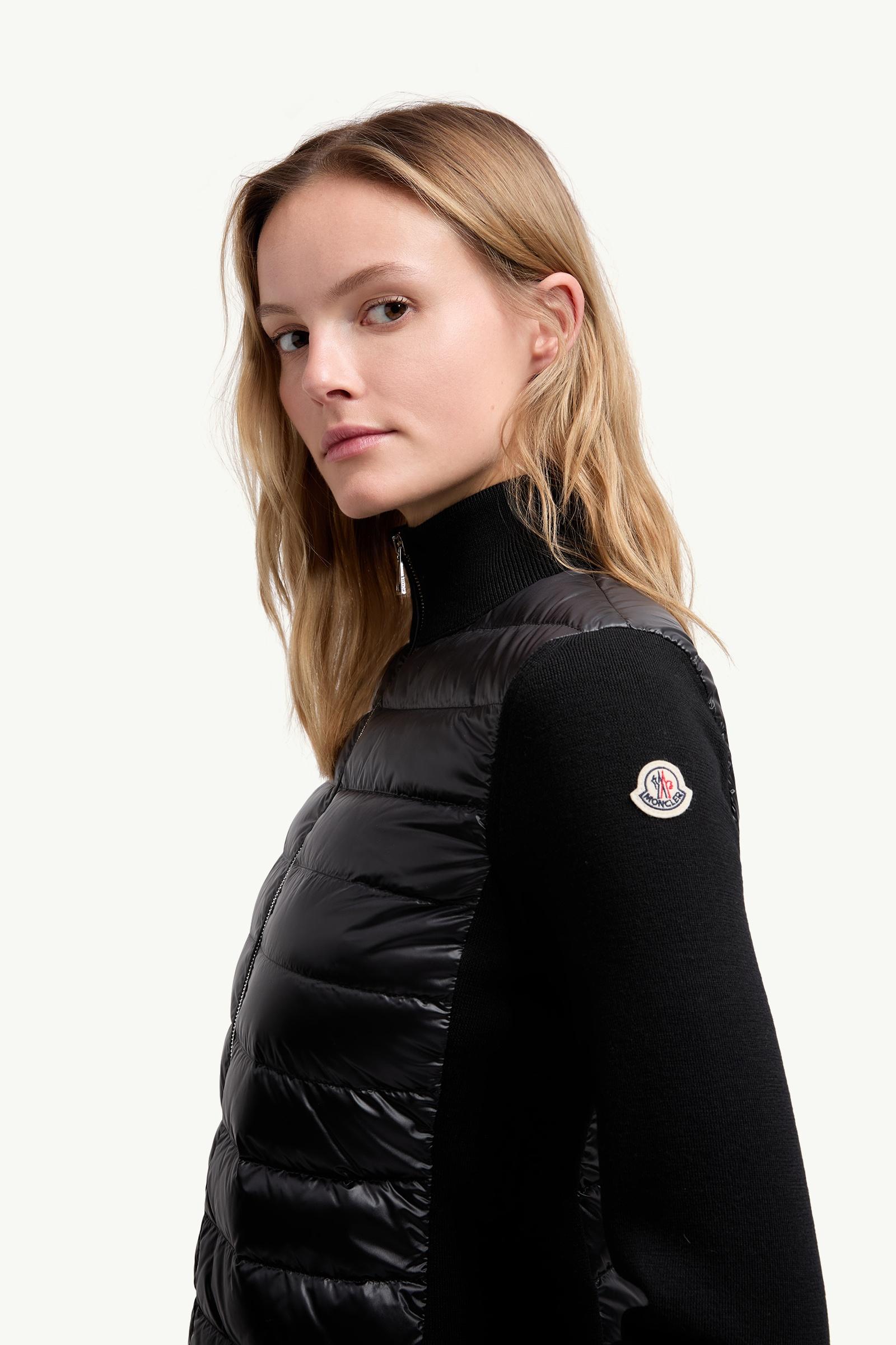 Moncler Padded Wool Zip-Up Cardigan Black Black