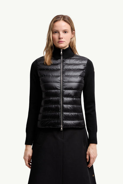 Moncler Padded Wool Zip-Up Cardigan Black Black