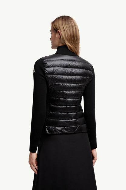 Moncler Padded Wool Zip-Up Cardigan Black Black