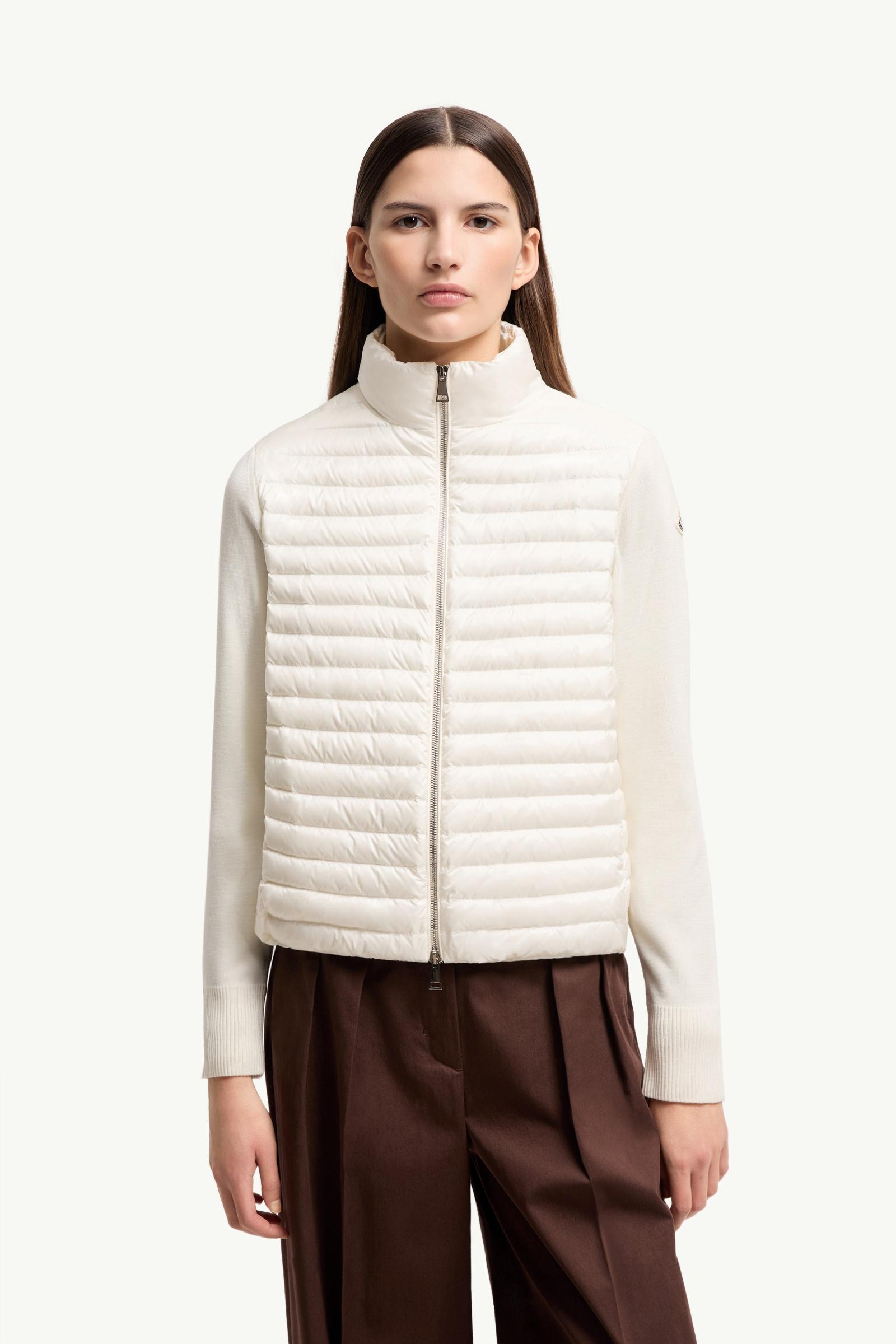 Moncler Padded Wool Zip-Up Cardigan White White