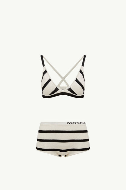 Moncler Striped Bouclé Bikini Black & White Black & White