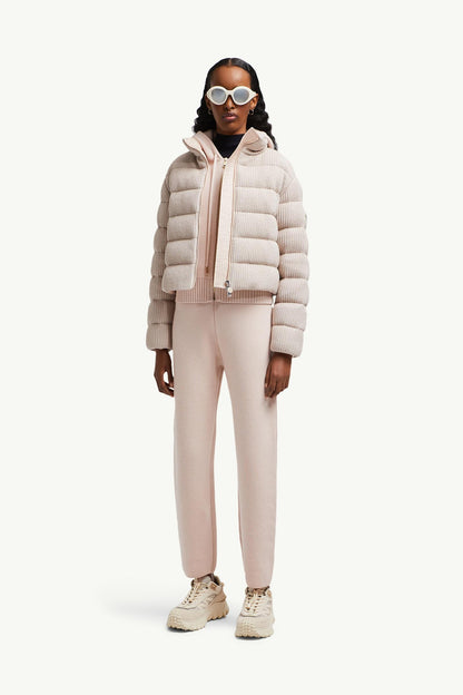 Moncler Wool & Cashmere Blend Cropped Jogging Pants Light Pink Light Pink