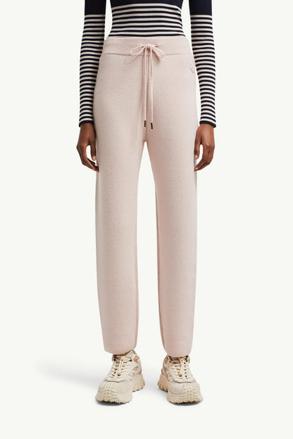 Moncler Wool & Cashmere Blend Cropped Jogging Pants Light Pink Light Pink