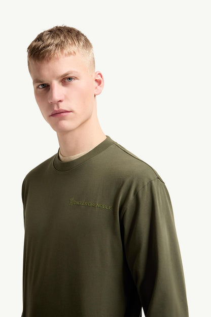 Moncler Logo Long Sleeve Cotton T-Shirt Olive Green Olive Green
