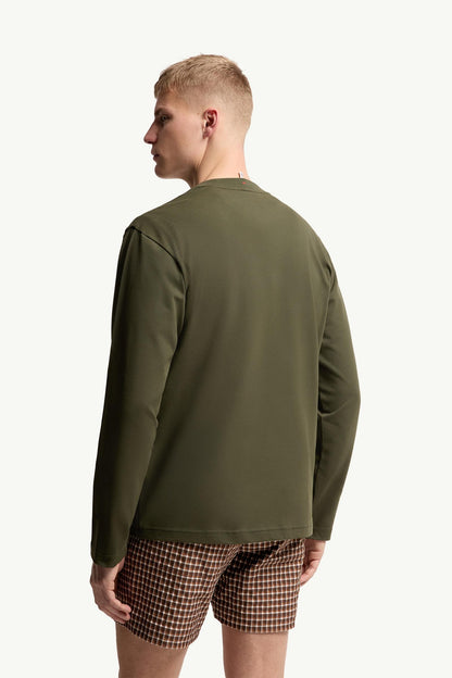 Moncler Logo Long Sleeve Cotton T-Shirt Olive Green Olive Green