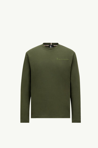 Moncler Logo Long Sleeve Cotton T-Shirt Olive Green Olive Green