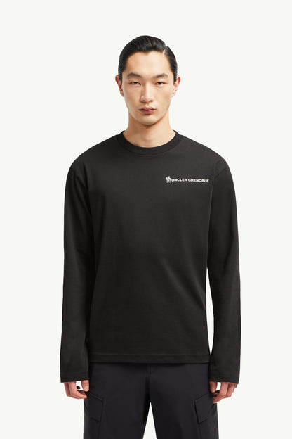 Moncler Logo Long Sleeve Cotton T-Shirt Black Black