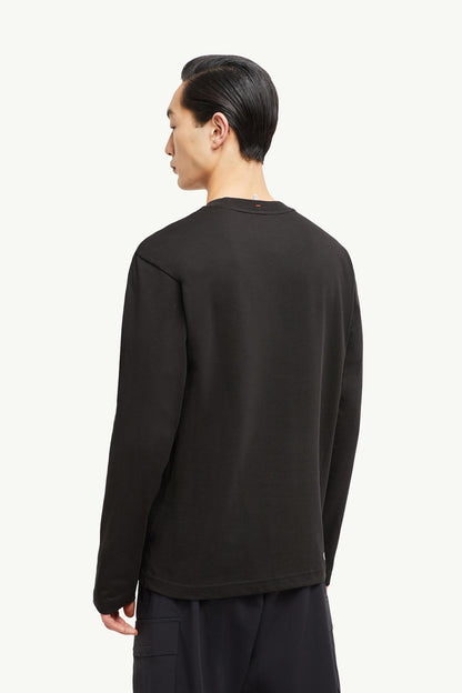 Moncler Logo Long Sleeve Cotton T-Shirt Black Black