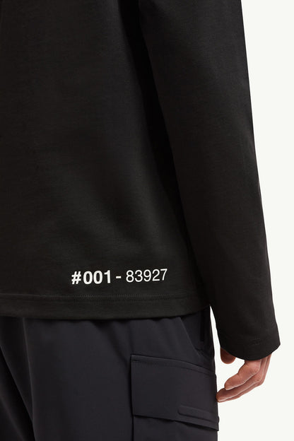 Moncler Logo Long Sleeve Cotton T-Shirt Black Black