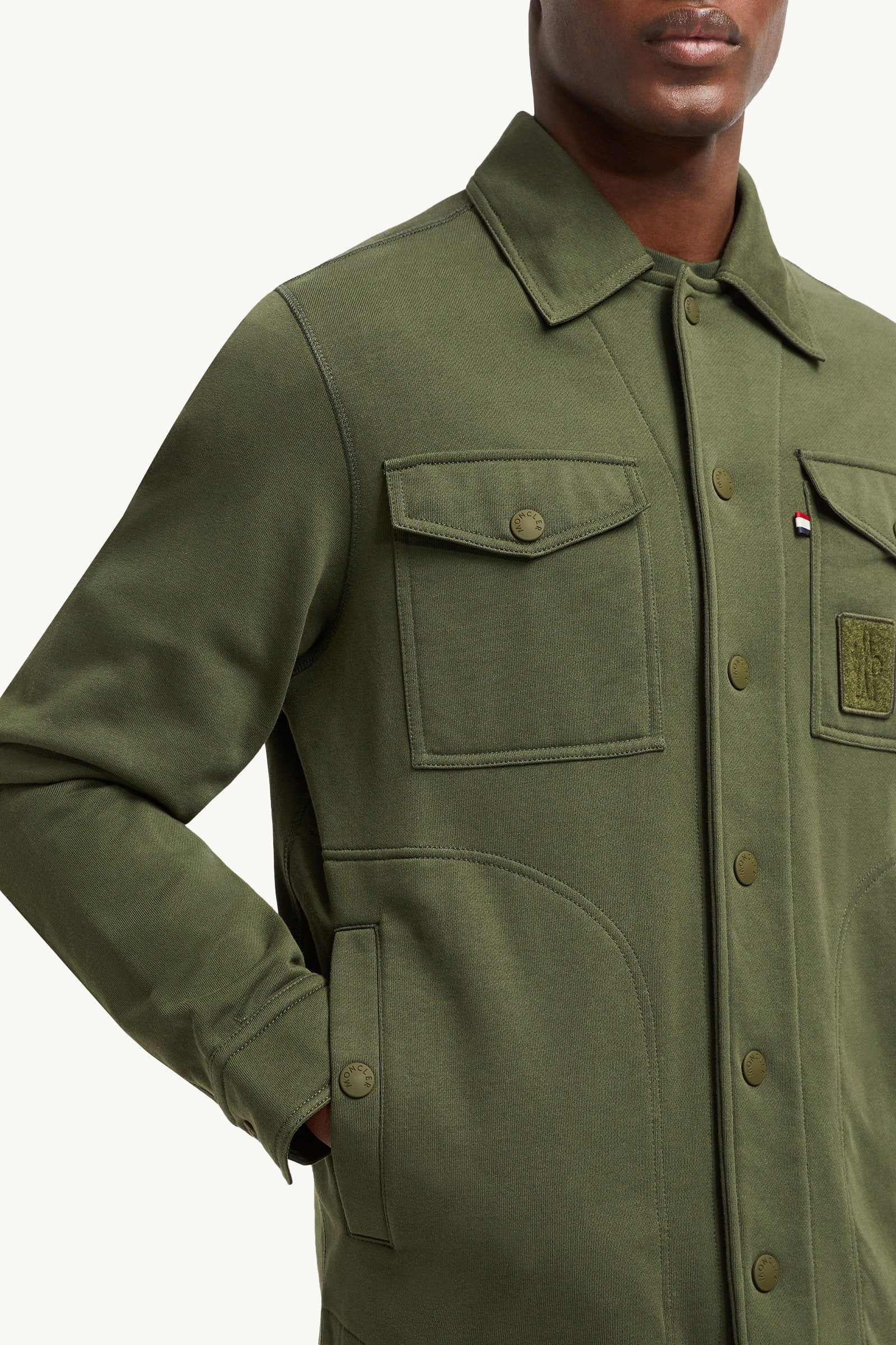 Moncler Cotton Shirt Olive Green Olive Green