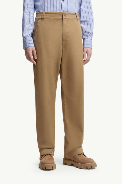 Moncler Cotton Gabardine Pants Beige Beige