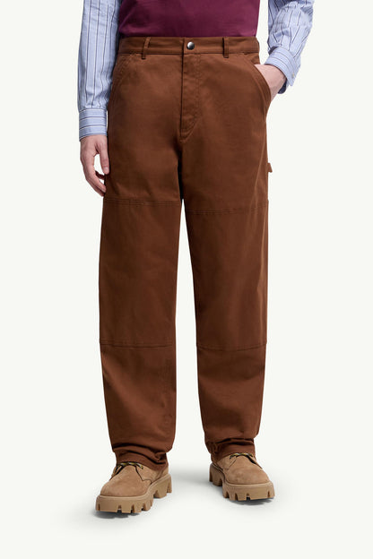Moncler Cotton Gabardine Pants Brown Brown