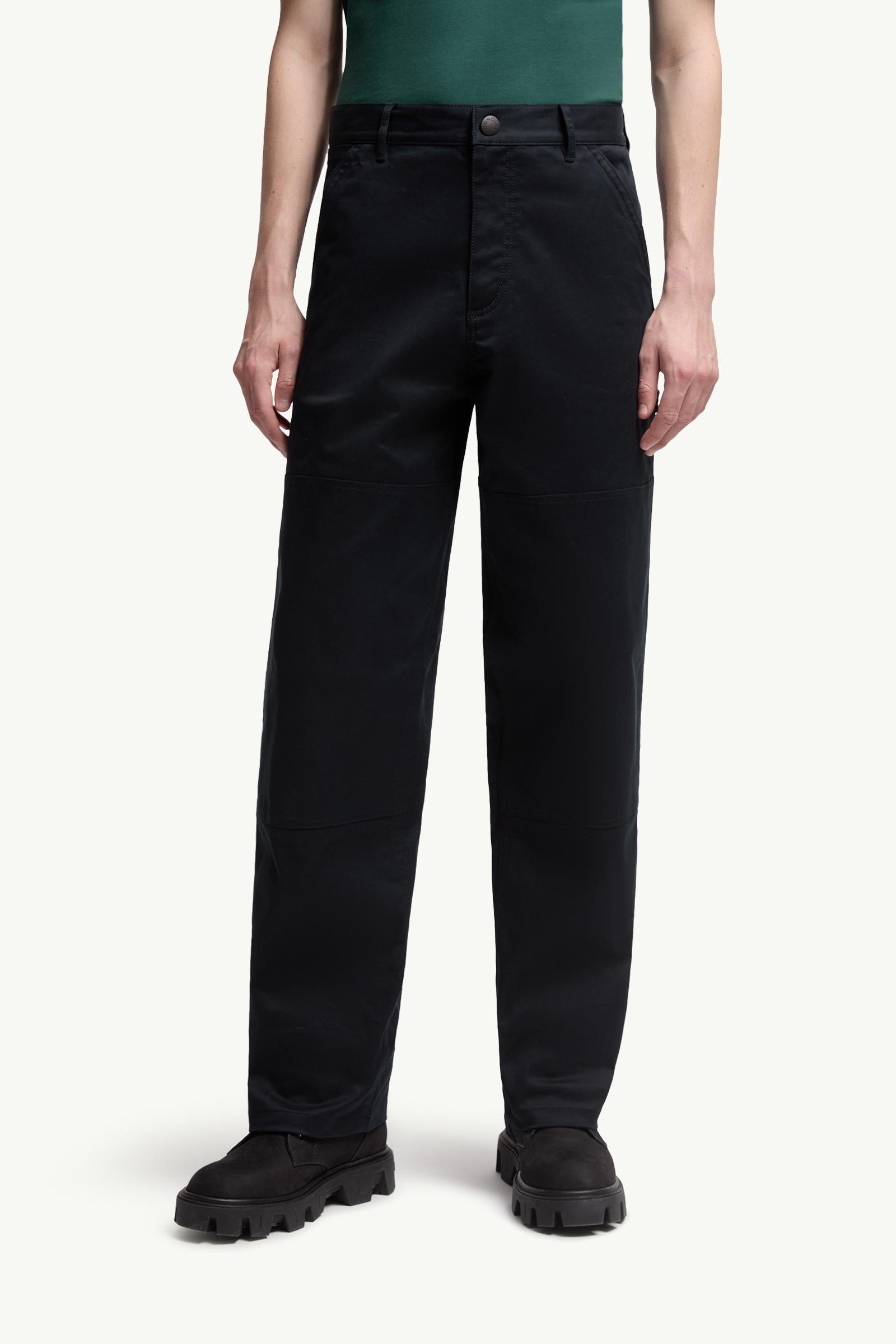 Moncler Cotton Gabardine Pants Navy Blue Navy Blue