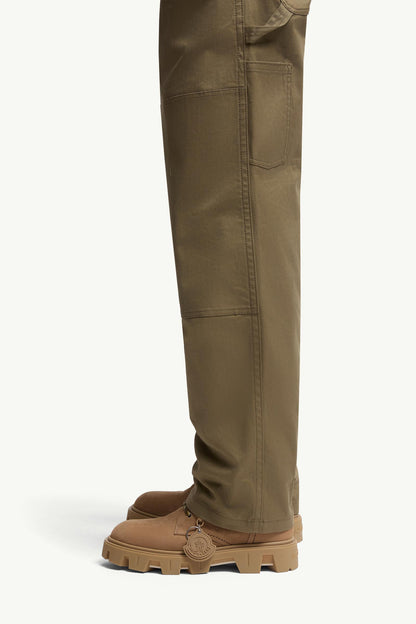 Moncler Cotton Gabardine Pants Olive Green Olive Green