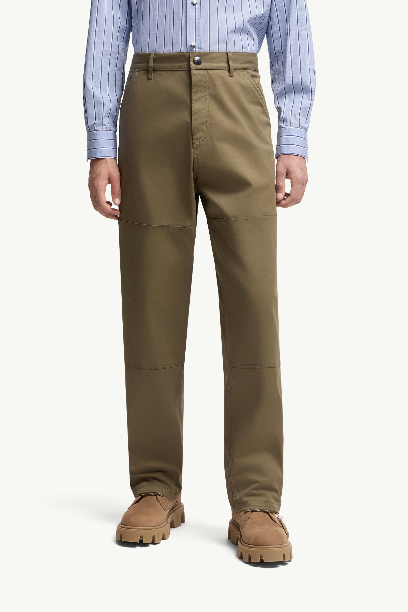 Moncler Cotton Gabardine Pants Olive Green Olive Green