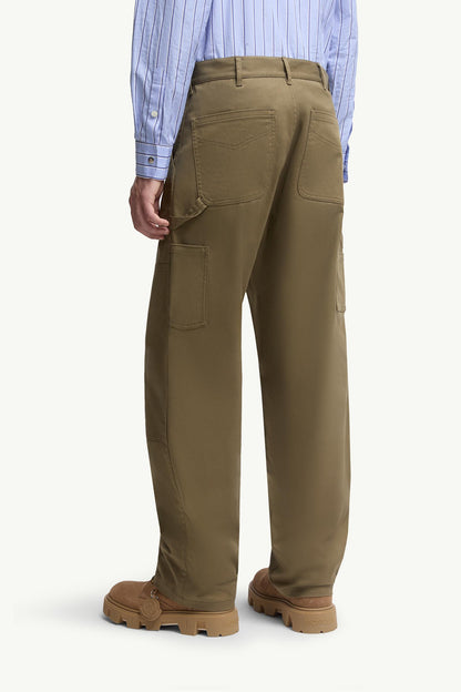 Moncler Cotton Gabardine Pants Olive Green Olive Green