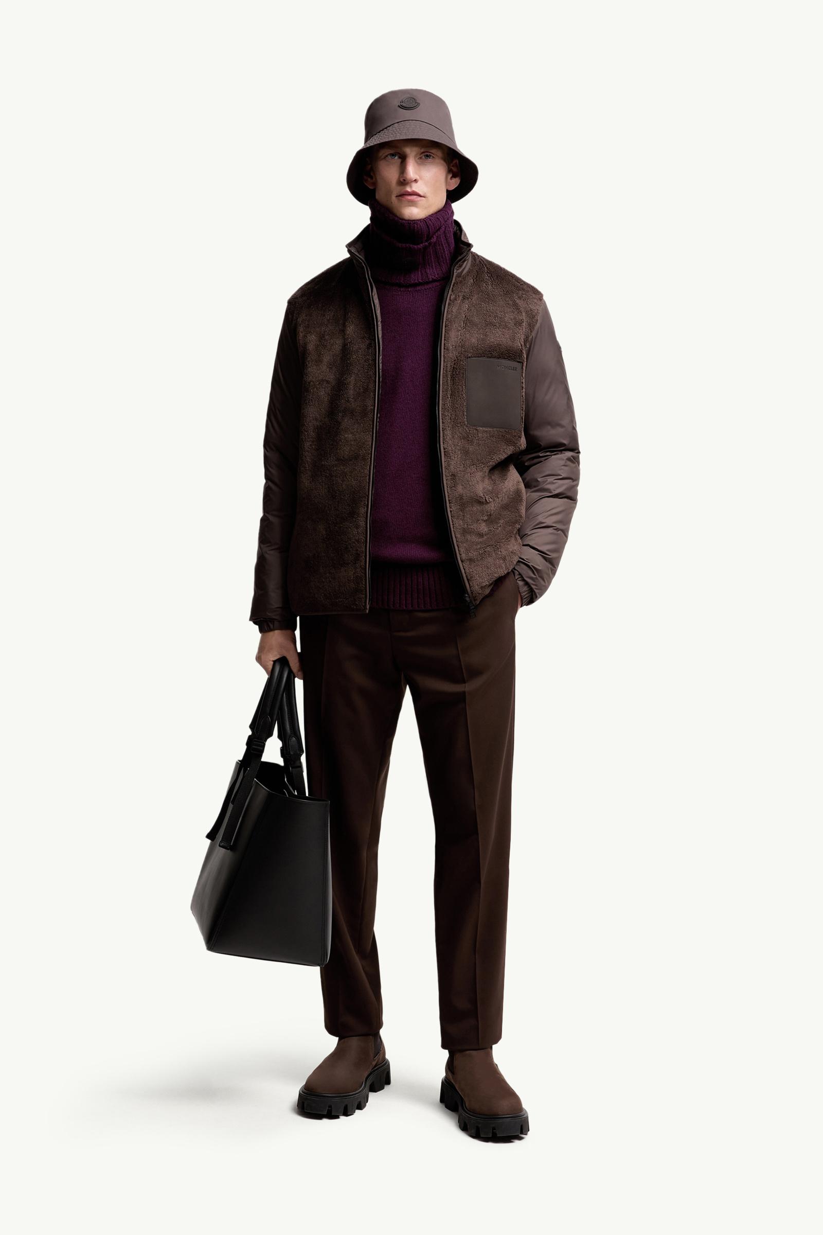 Moncler Wool Blend Gabardine Tailored Pants Brown Brown