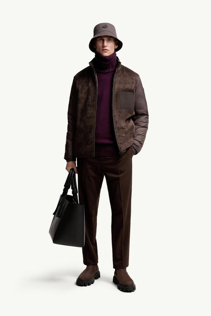 Moncler Wool Blend Gabardine Tailored Pants Brown Brown