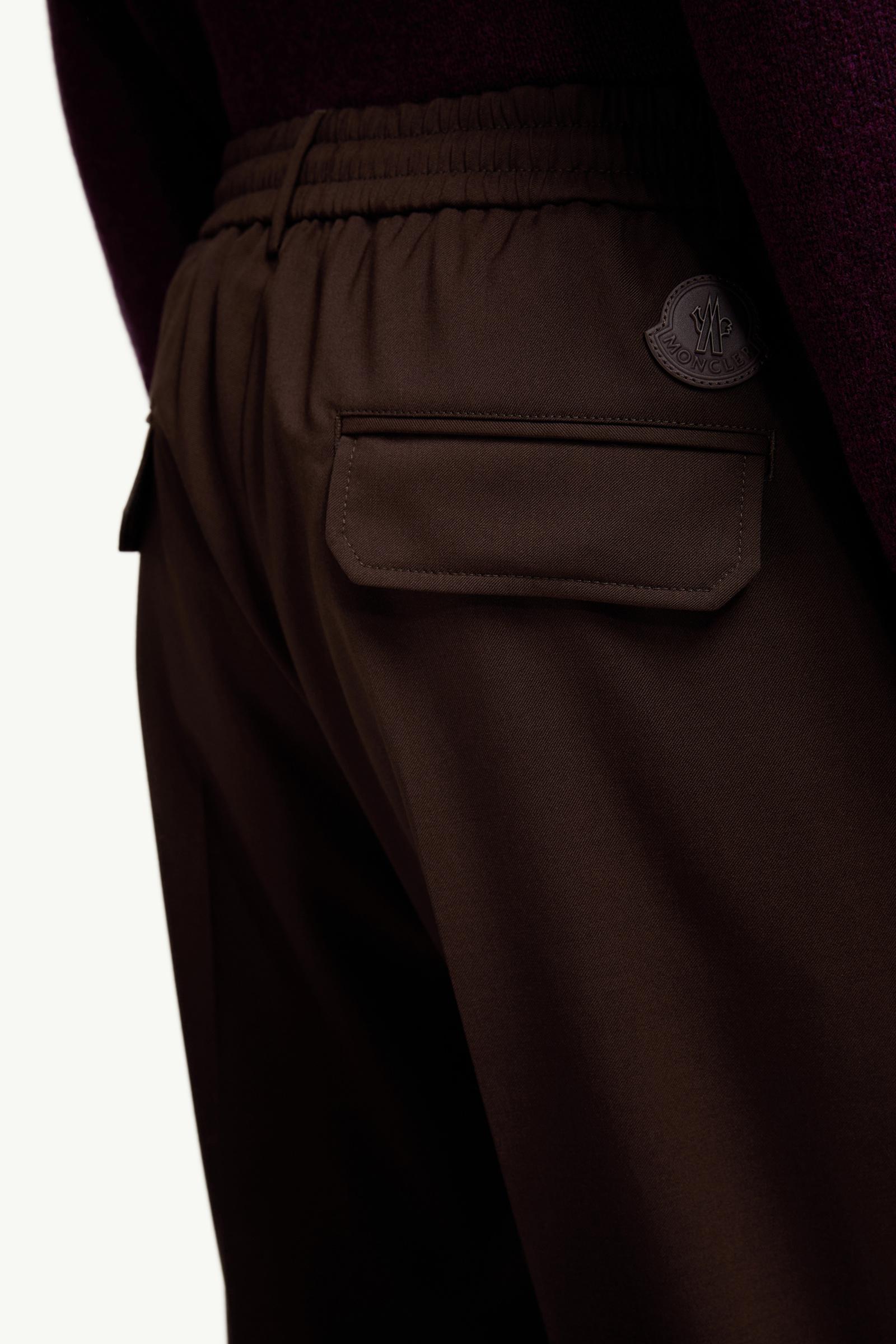 Moncler Wool Blend Gabardine Tailored Pants Brown Brown