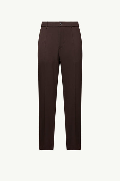 Moncler Wool Blend Gabardine Tailored Pants Brown Brown