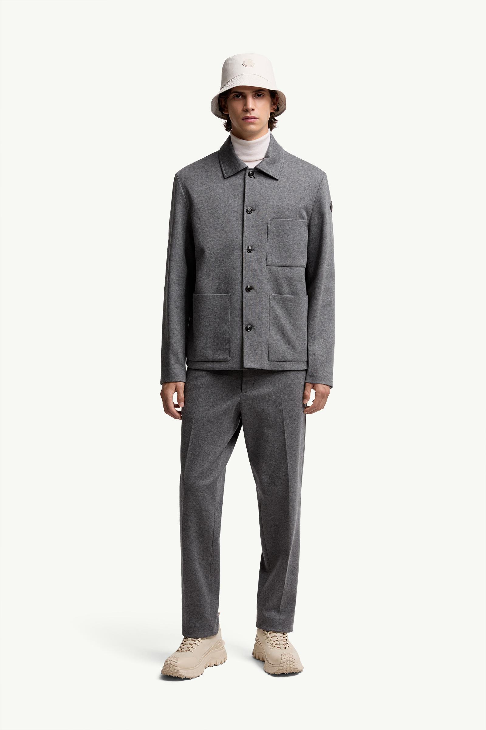Moncler Cotton Blend Tailored Pants Grey Grey