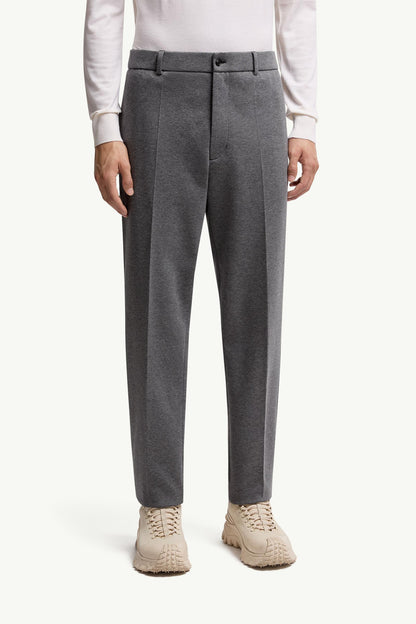 Moncler Cotton Blend Tailored Pants Grey Grey