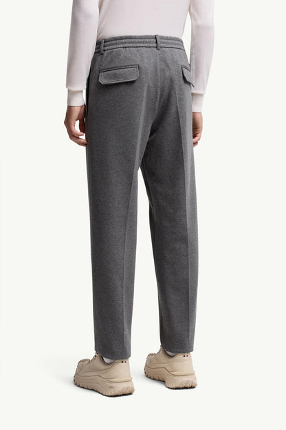 Moncler Cotton Blend Tailored Pants Grey Grey