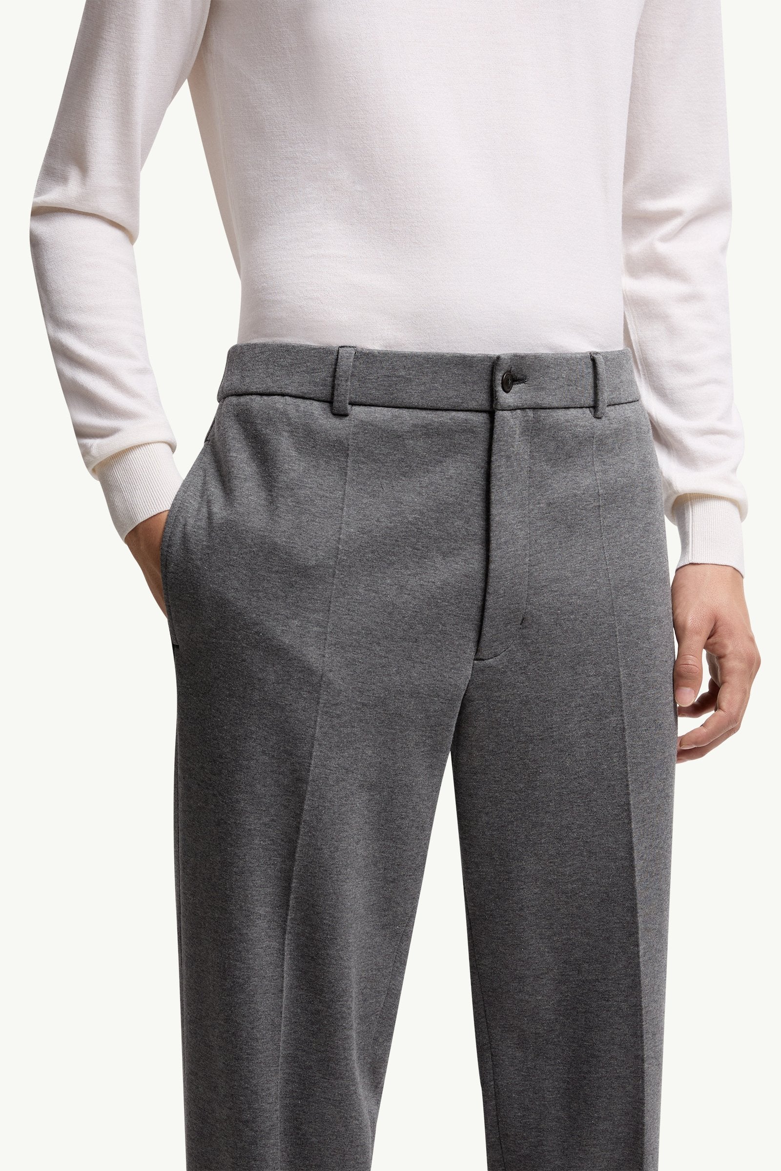 Moncler Cotton Blend Tailored Pants Grey Grey