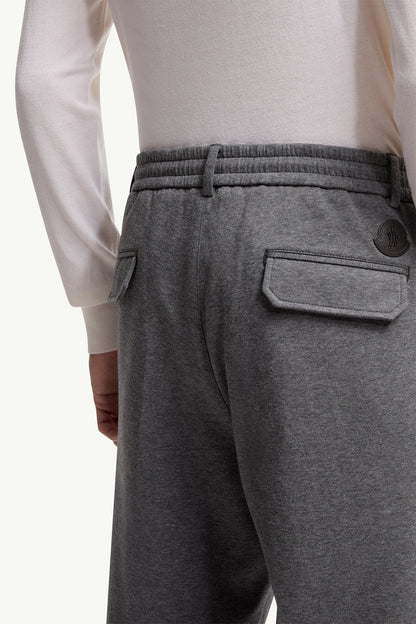 Moncler Cotton Blend Tailored Pants Grey Grey